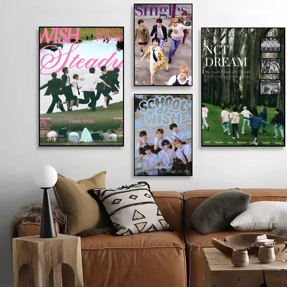 Kpop N-NCT أتمنى اللوحة الخط HD طباعة شخصية قماش جدار جدارية ملصق فني صور لغرفة المعيشة ديكور المنزل #2