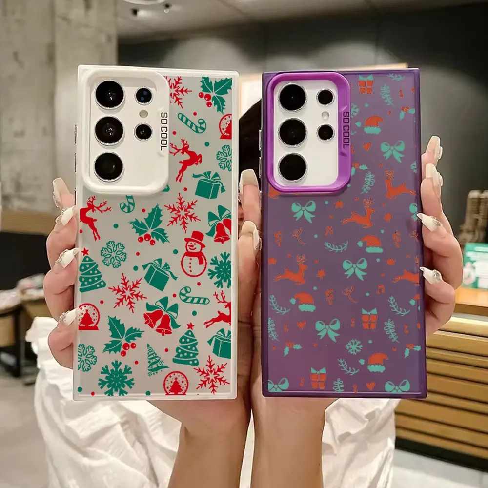 

S25FE Case For Samsung S25 S24 Ultra Cute Christmas Theme Pattern Cases For Galaxy S23 S22 S21 FE S20 S26 Ultra Plus Phone Cover