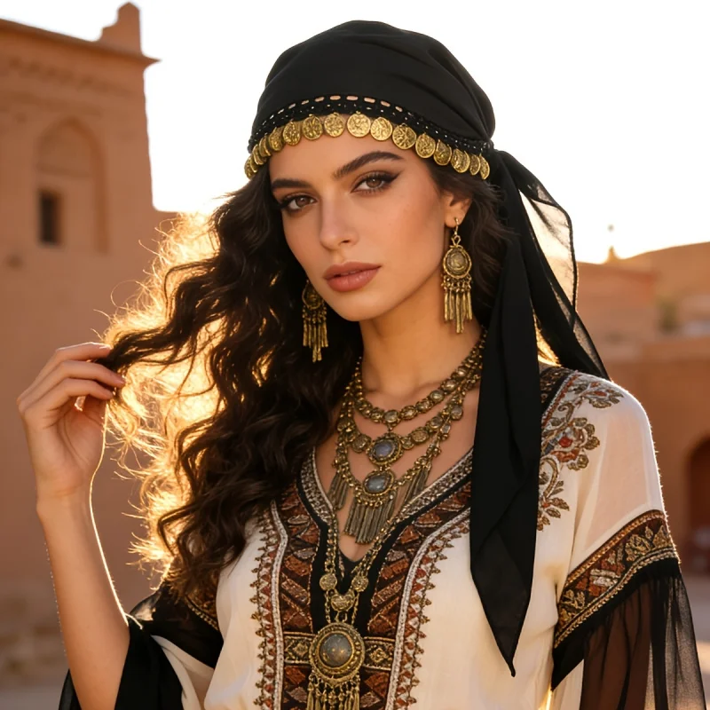 

Belly Dance Outfit Jewelry Coin Headscarf Dance Costume Performance Headgear Folk Festivals Parties Nightclub Exotic Decoration