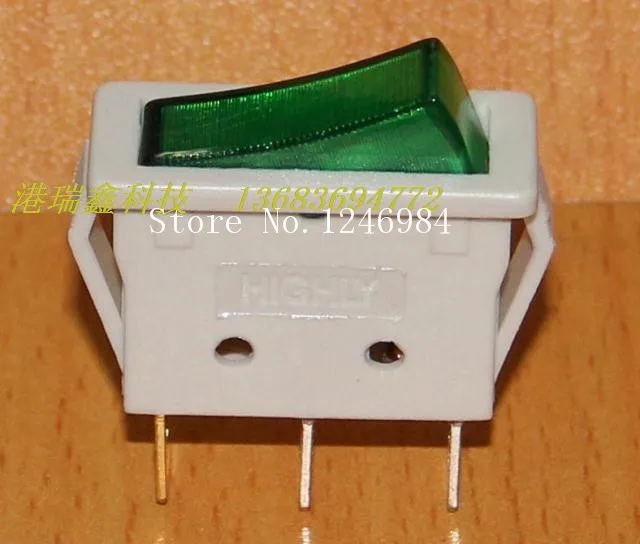 [SA]Power switch HIGHLY HIGHLY R11-00 white side rocker green illuminated long flat hull R11-3BL--100PCS/LOT