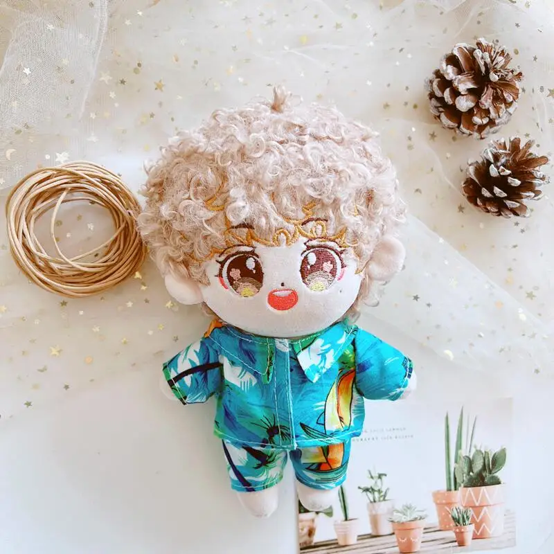 20CM Doll Clothes Summer Beach Casual Wear Clothes Dress Up Outfit Plush Dolls Cool Stuff Kpop Idol Doll Accessories Gift Toys