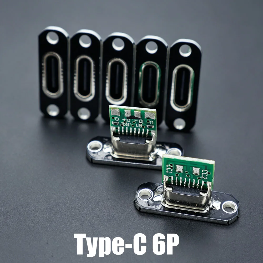 Type-C USB C Female With Fixed Board 5P 6P Welding Charging Port Connector For 3C Industry Of Mobile Communication Equipment