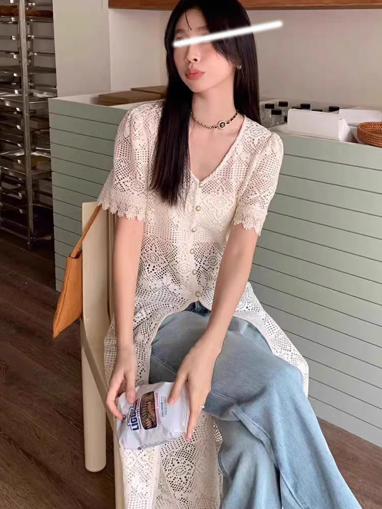 

Нежный вязаный тонкий кардиган в стиле ретро ort Sve V-Ne, женский весенне-летний солнцезащитный чехол