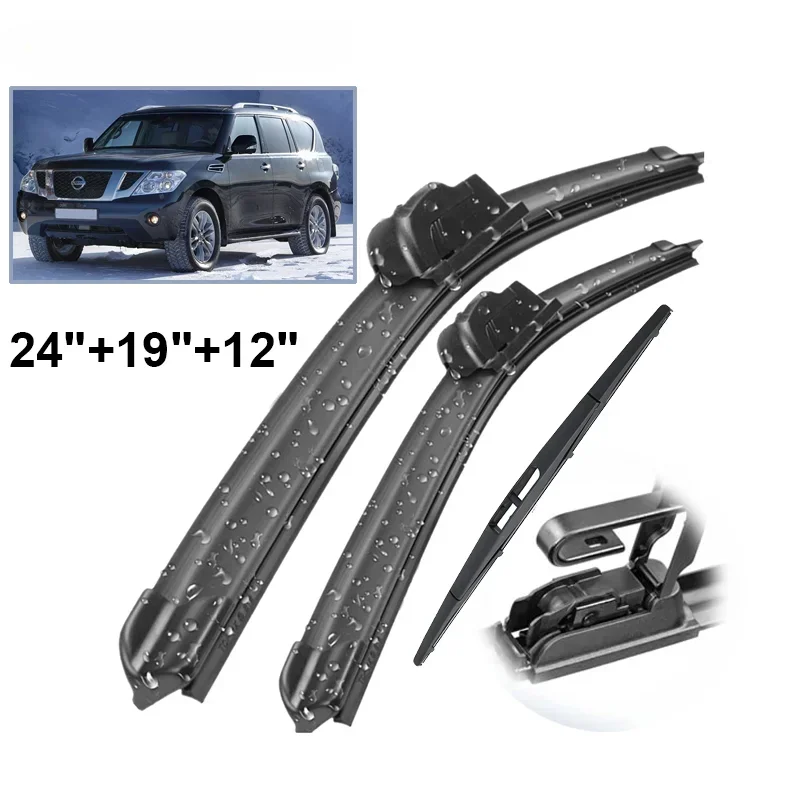 Car Wiper Front & Rear Wiper Blades Set Kit For Nissan Patrol Y62 2010 - 2022 Windshield Windscreen Window Brush 24