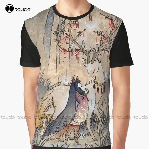 Teakitsune Fox Yokai Graphic T-Shirt Custom Aldult Teen Unisex Digital Printing Tee Shirts Custom Gift Xxs-5Xl Streetwear