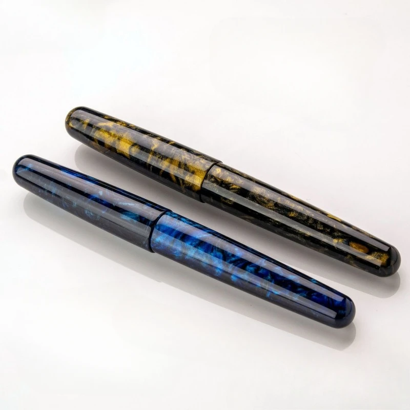 YANYUEC6 Luxury Marble Veining Resin Fountain Pen Sky Blue Fine F 0.5MM Nib Ink Pen Stationery Business Writing Gift Stationery