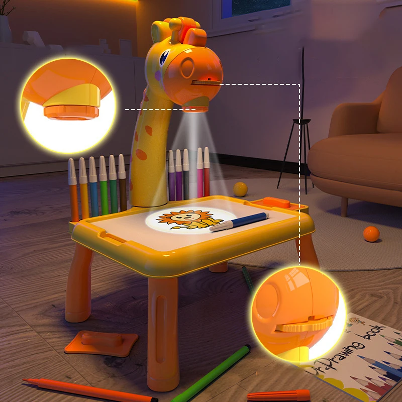 Kids LED Projector Drawing Table Toys Light Projection Painting Board Educational Learning Paint Desk Children Christmas Gift