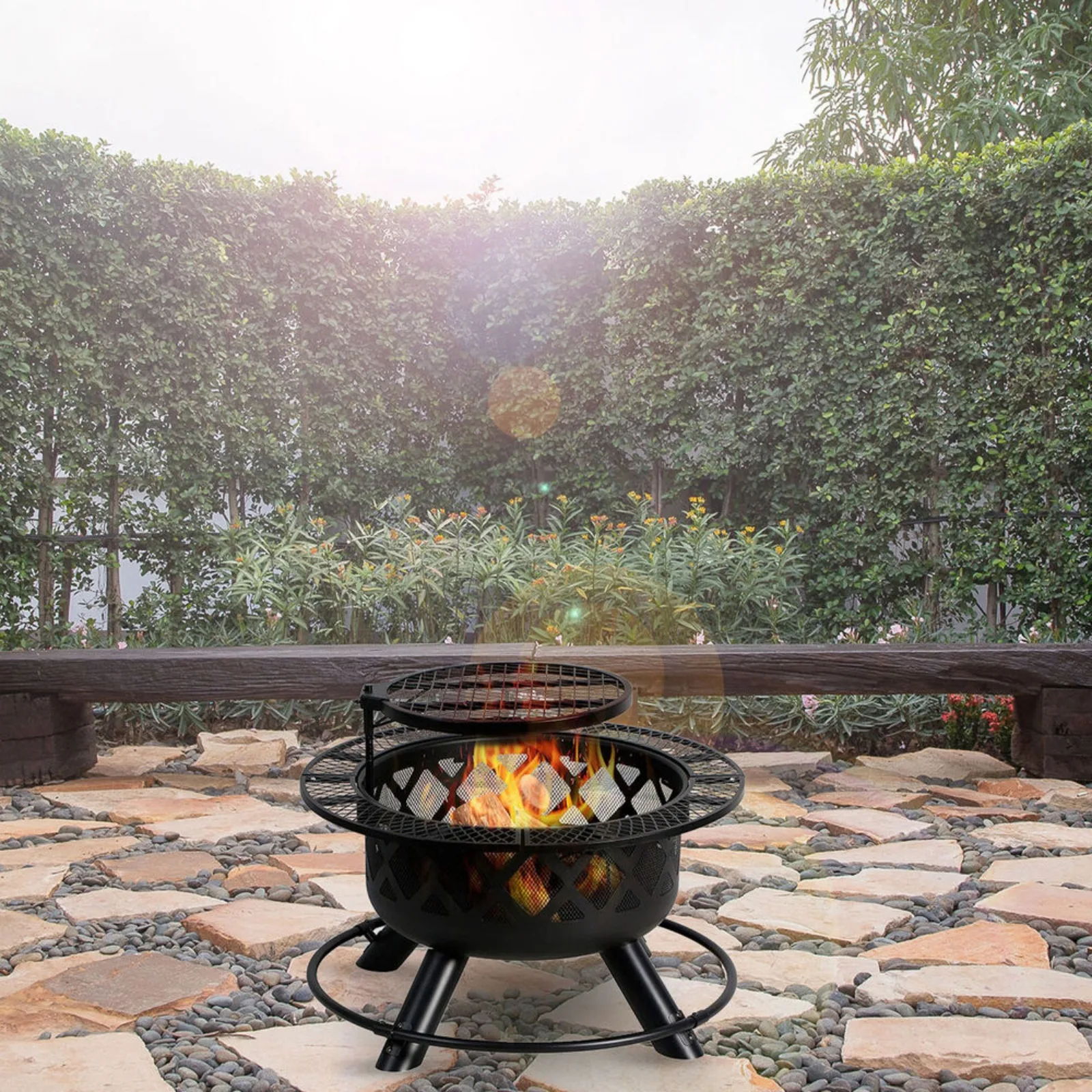 US Four Seasons Courtyard Wood Burning Outdoor Fire Pit Backyard Patio Fireplace