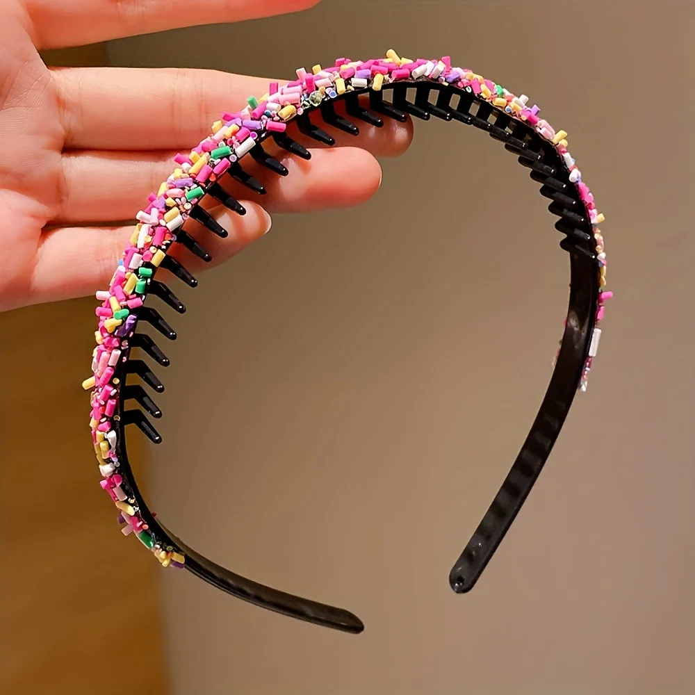 1Pc Kidsren\'s Rainbow Color Toothed Hair Hoop Girls Do Not Hurt Hair Accessories