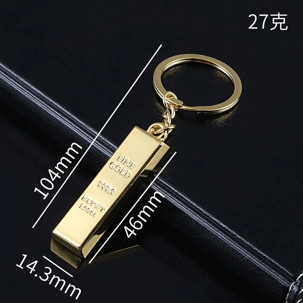 Simple Simulation Gold Bar Metal Keychain Creative Keyring Handbag Pendant Accessories for Women Car Key Holder Charms Gifts