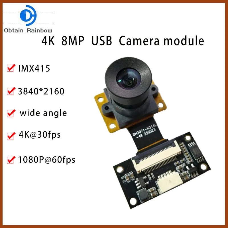 4K USB Webcam Module HD 8MP IMX415 Sensor High Speed 30fps MJPEG 3840x2160 Resolution FPC Video Camera Board Support UVC OTG