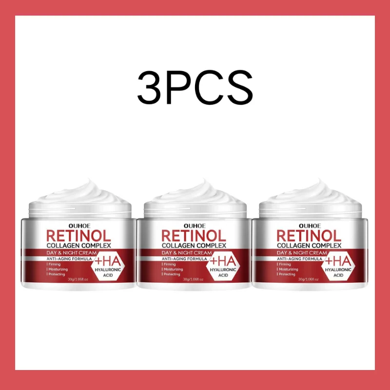 3Pcs Effective Retinol Facial Cream Anti Aging Moisturizing Wrinkle Remover Collagen Hyaluronic Acid Creams Nourishing Skin Care