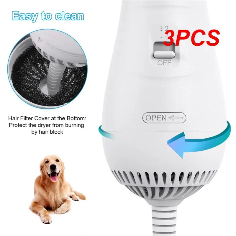 

3PCS 2-In-1 Pet Dog Hair Dryer Grooming Adjustable Temperature Low Noise Comb Brush Kitten Cat Hair Tools For Small Medium Dogs