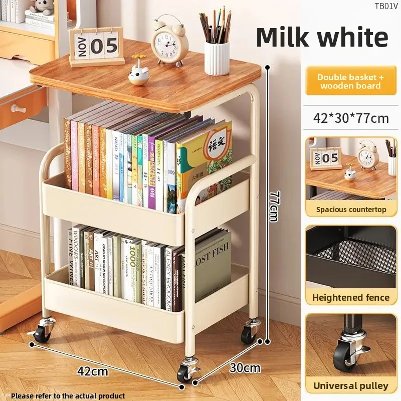 Strictly selected folding movable trolley rack bedroom snack storage with wheels sofa side few bedside bedside table image 6