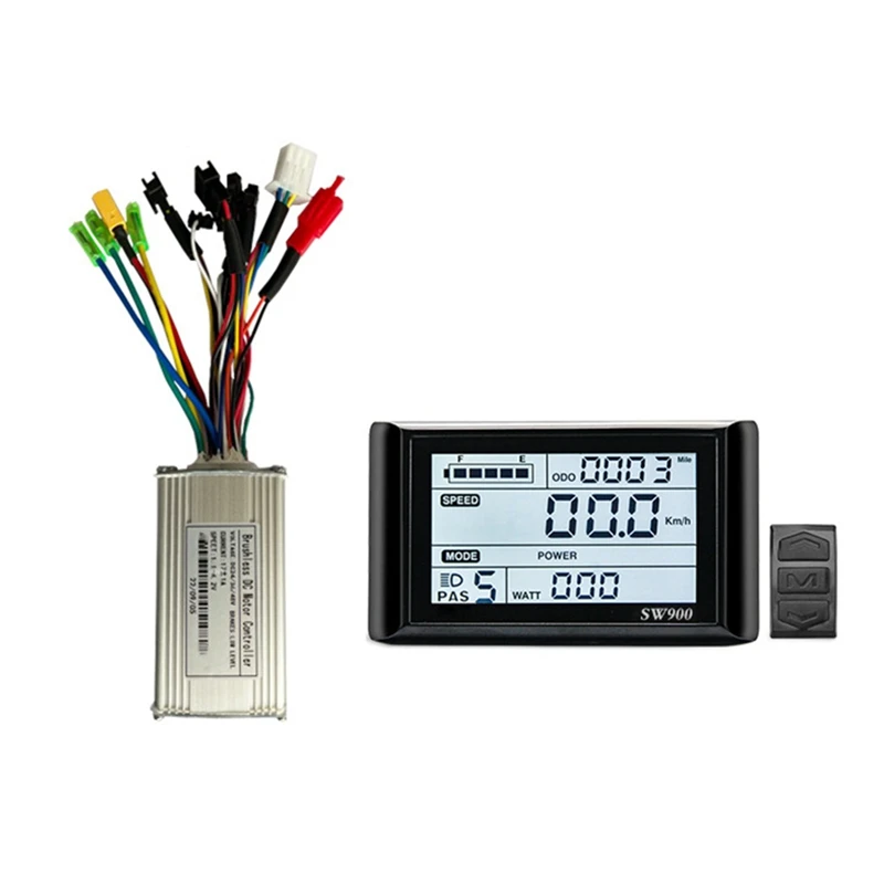 17A Three-Mode Sine Wave Ebike Controller With SW900 Display For 36V 48V 750W1000W Electric Bicycle