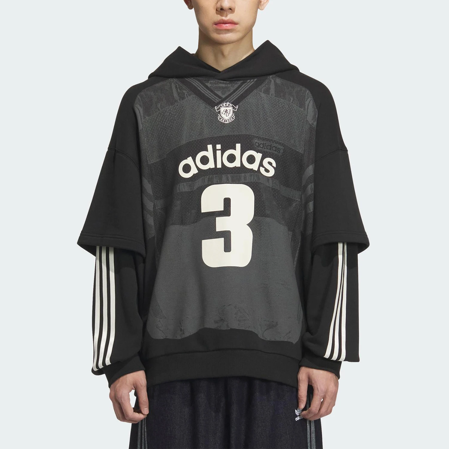 

Флисовая толстовка с капюшоном Adidas Originals для мужчин и женщин, имитирующая две вещи, KC2607