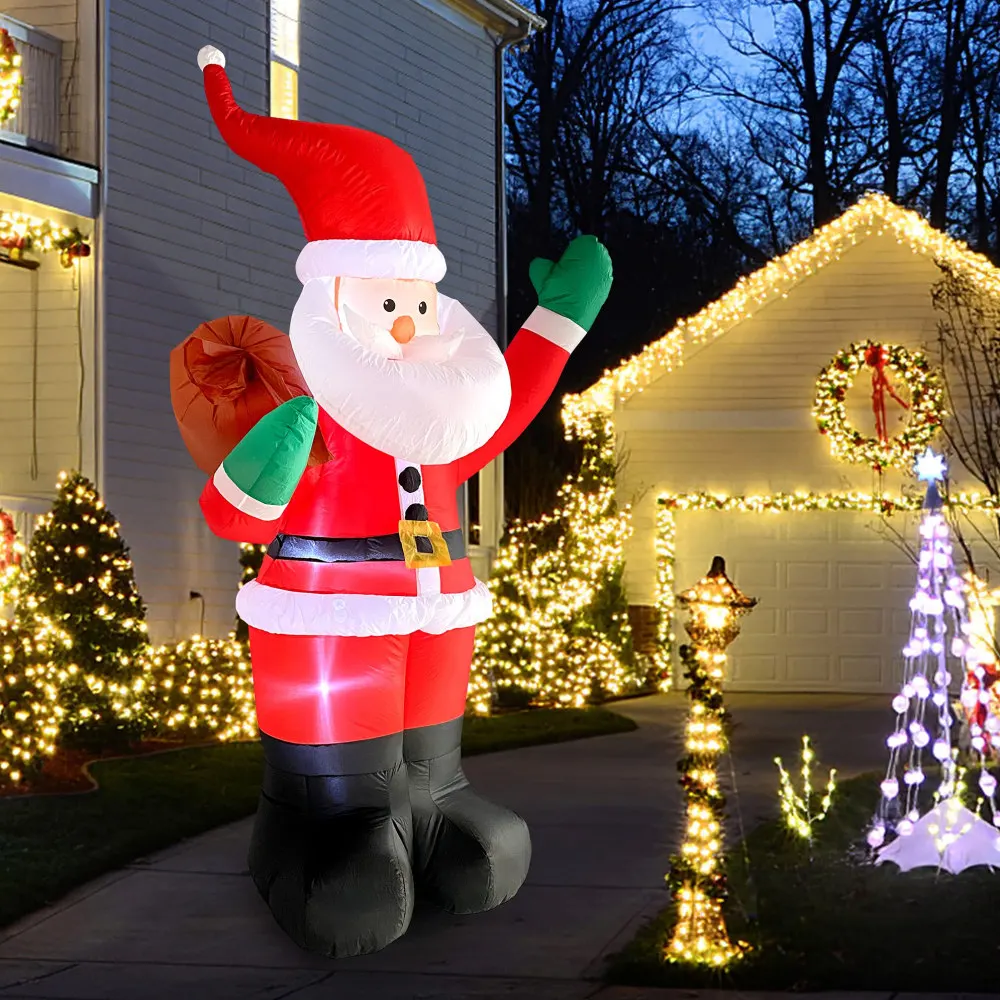 1.8M Christmas Inflatable Santa Claus Outdoor Decoration for Yard, Weatherproof Vacation Holiday Party Decor for Garden Lawn