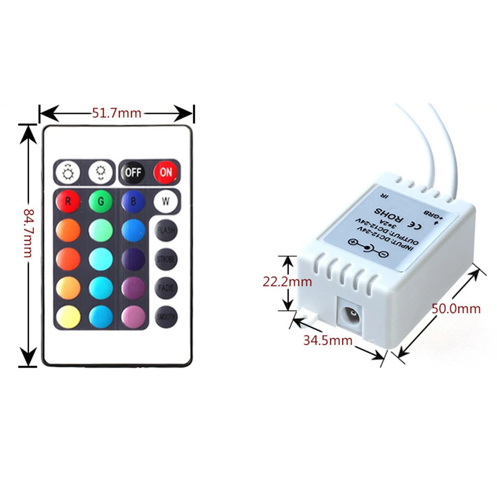 Imagem -02 - Controle de Luz Remoto 24 Chave Rgb 6a Controlador para 5050 3528 Rgb Led Strip Iluminação 50 Peças Lote 12v ir