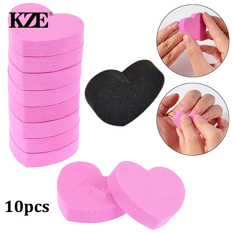 

10pcs Heart Sponge Nail Files Blocks 180/240 Double-sided Polishing Sanding Buffer Washable Sandpaper Manicure Tools