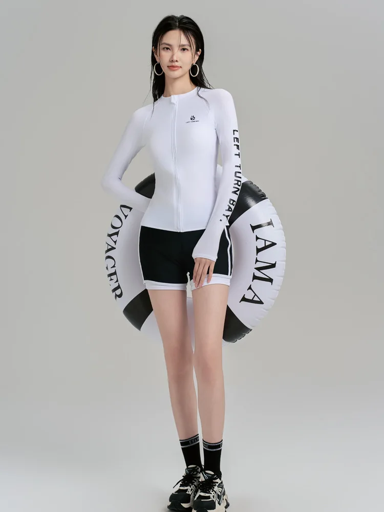 قطعتين طفح الحرس للنساء الشمس حماية طويلة الأكمام المايوه سريعة الجافة قميص السباحة + بويشورت رياضية بحر Sunsuits #2