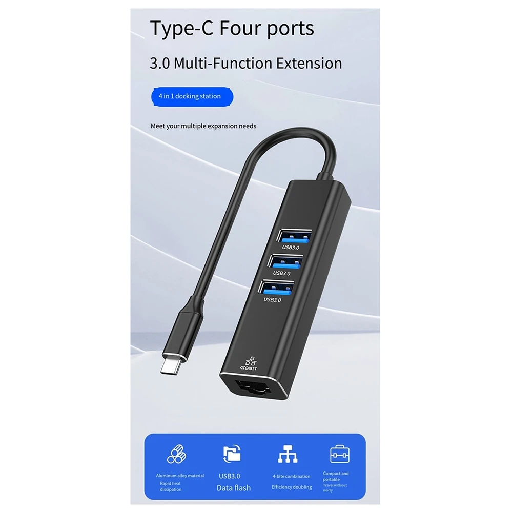 

Optimal NEW Driver-Free Type-C To 3.0HUB Gigabit Network Hub Mobile Phone Tablet Notebook Desktop To RJ45 Wired Network
