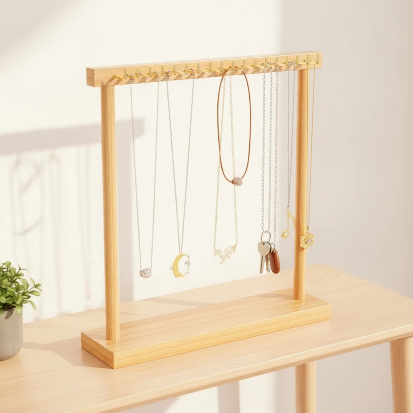 Necklace Holder with 18 Hooks Desktop Necklace Display Stand with Hooks Bracelet Hanger Upright Compact for Women, Vanity