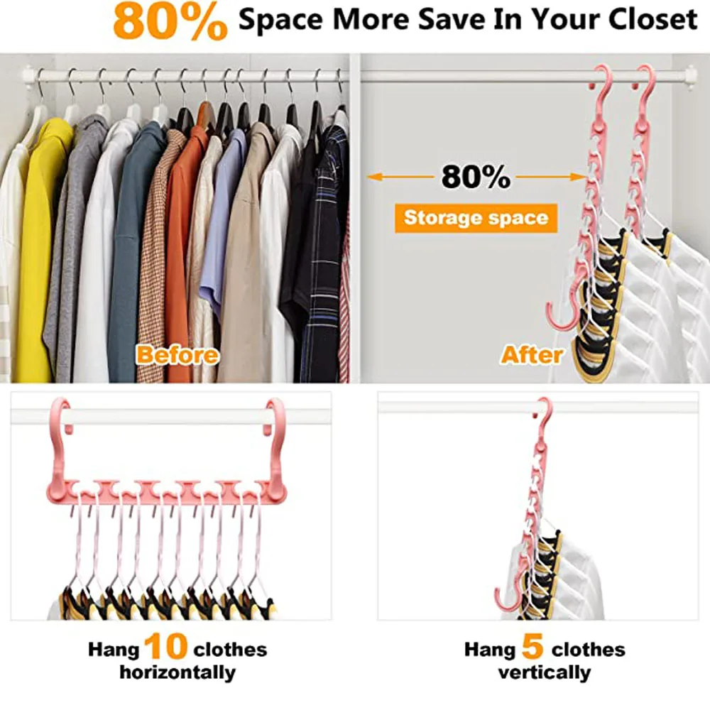 1/2pcs Magic Clothes Hanger Multi-function Folding Hanger Rotating Clothes Hanger Wardrobe Drying clothes Hanger Home Organizer