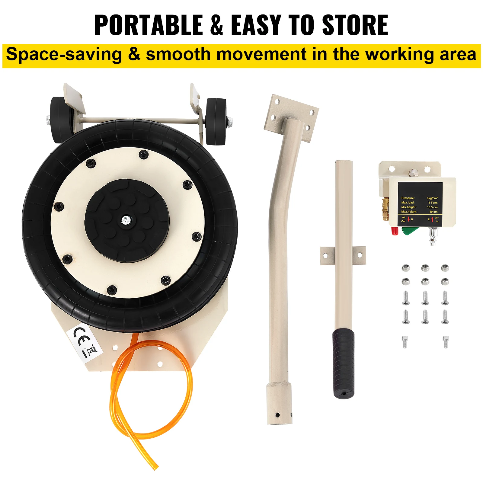 SucceBuy Cric pneumatique 5T, cric gonflable de voiture à triple sac avec cric pneumatique de levage de poignée pour la réparation de levage de voiture