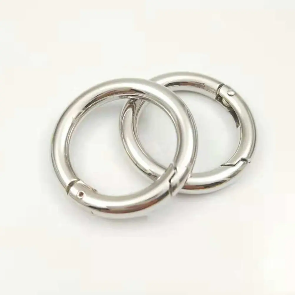 12Pcs Colored Round Spring O-Rings Zinc Alloy Keychain Rings Smooth Snap Buckles DIY Harness Luggage Belt Accessories Craft