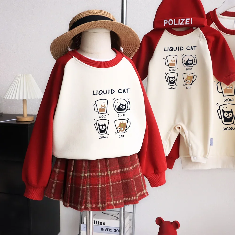 Family Matching Sweatshirts Mom Dad Kids Baby Long Sleeve Parent-Child Outfits Couple Tops Christmas 2026 Infant Toddler Romper
