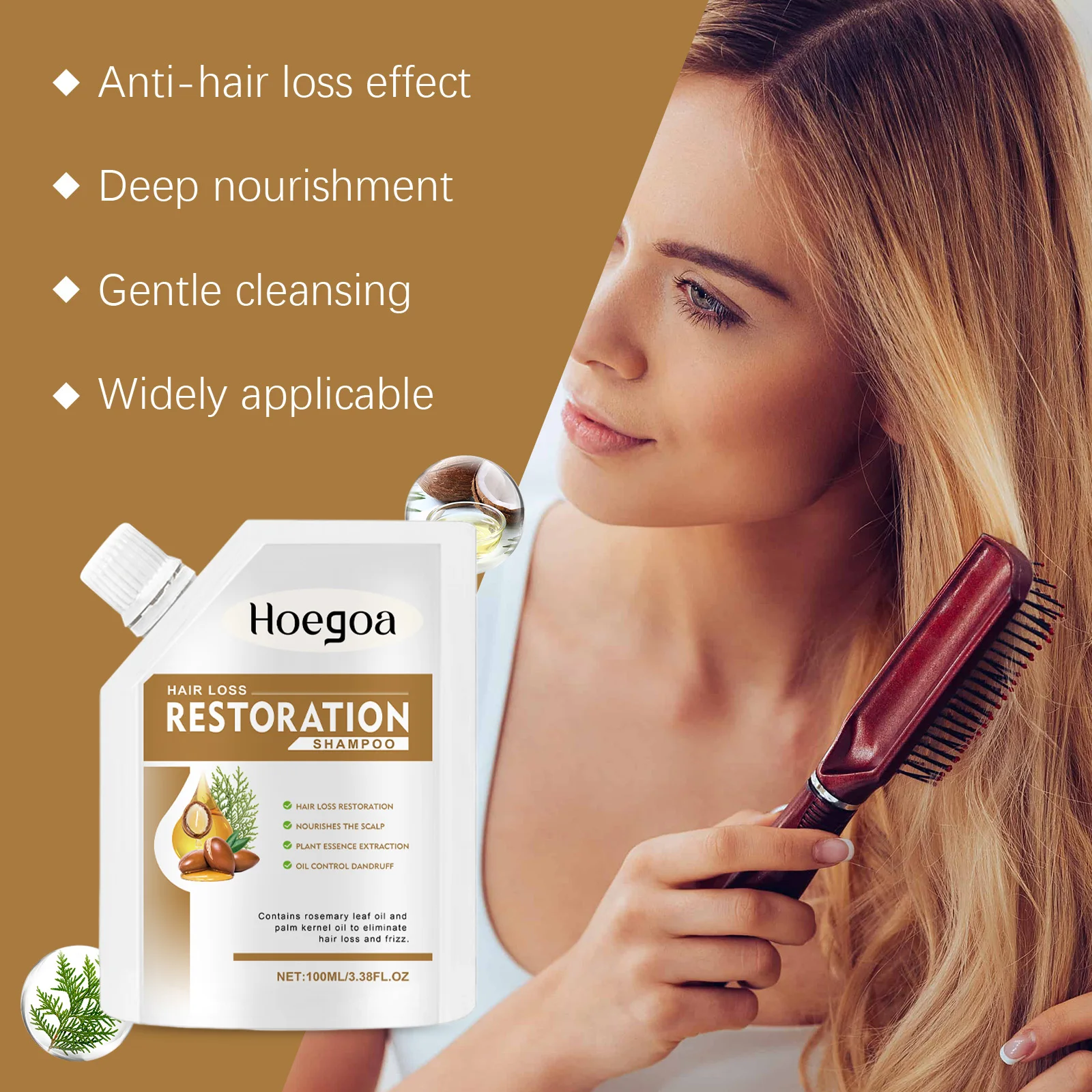 

Шампунь для роста волос с розмарином, глубокое очищение головы, против зуда, перхоти, улучшение плотности волос, увлажняющий шампунь для ухода за гладкими волосами