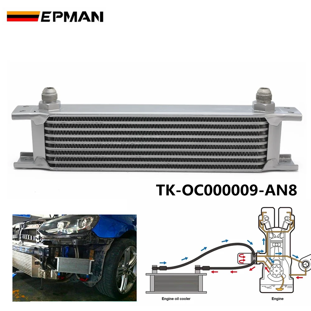 Car Racing Aluminum Universal Engine Transmission Sliver 9 Row British Type AN8 Oil Cooler TK-OC000009