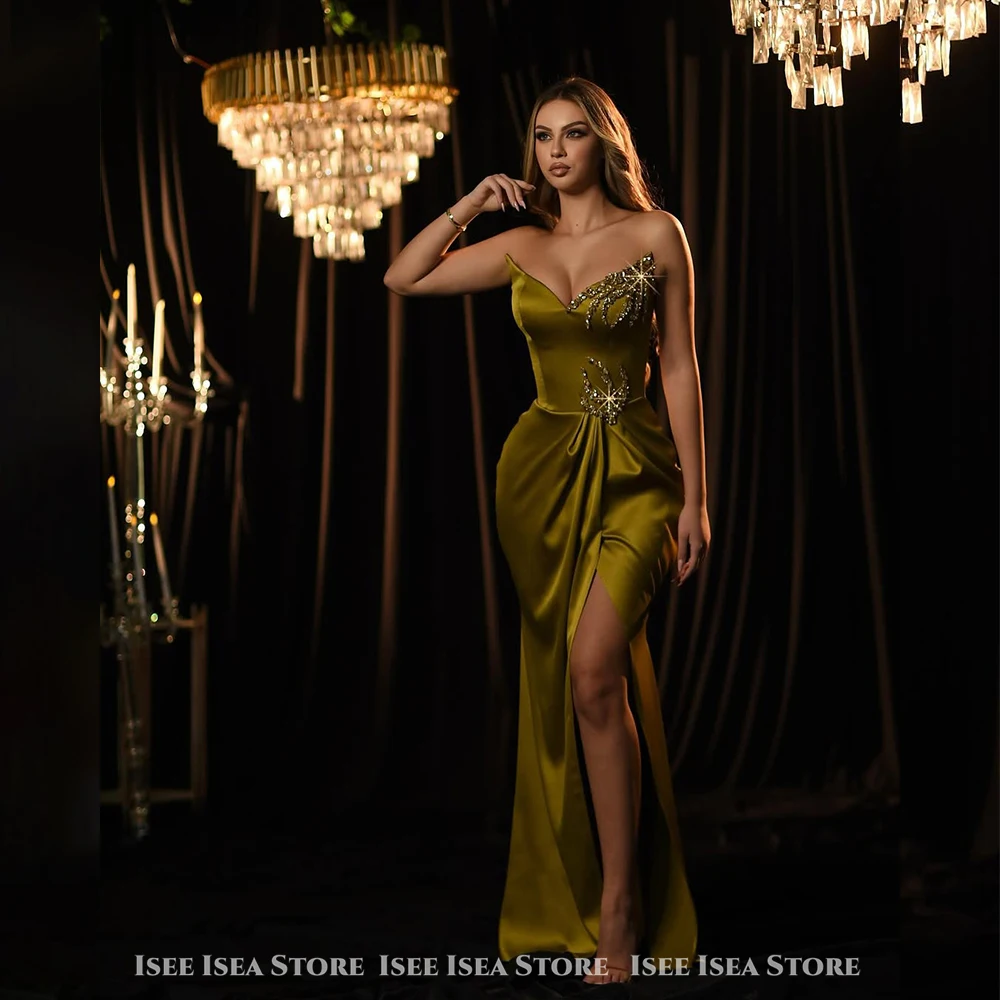グリーンイブニングドレス女性 2025 サテンマーメイドオフショルダーホルターウエディングドレス優雅な恋人の結婚式のゲストドレスカスタマイズ