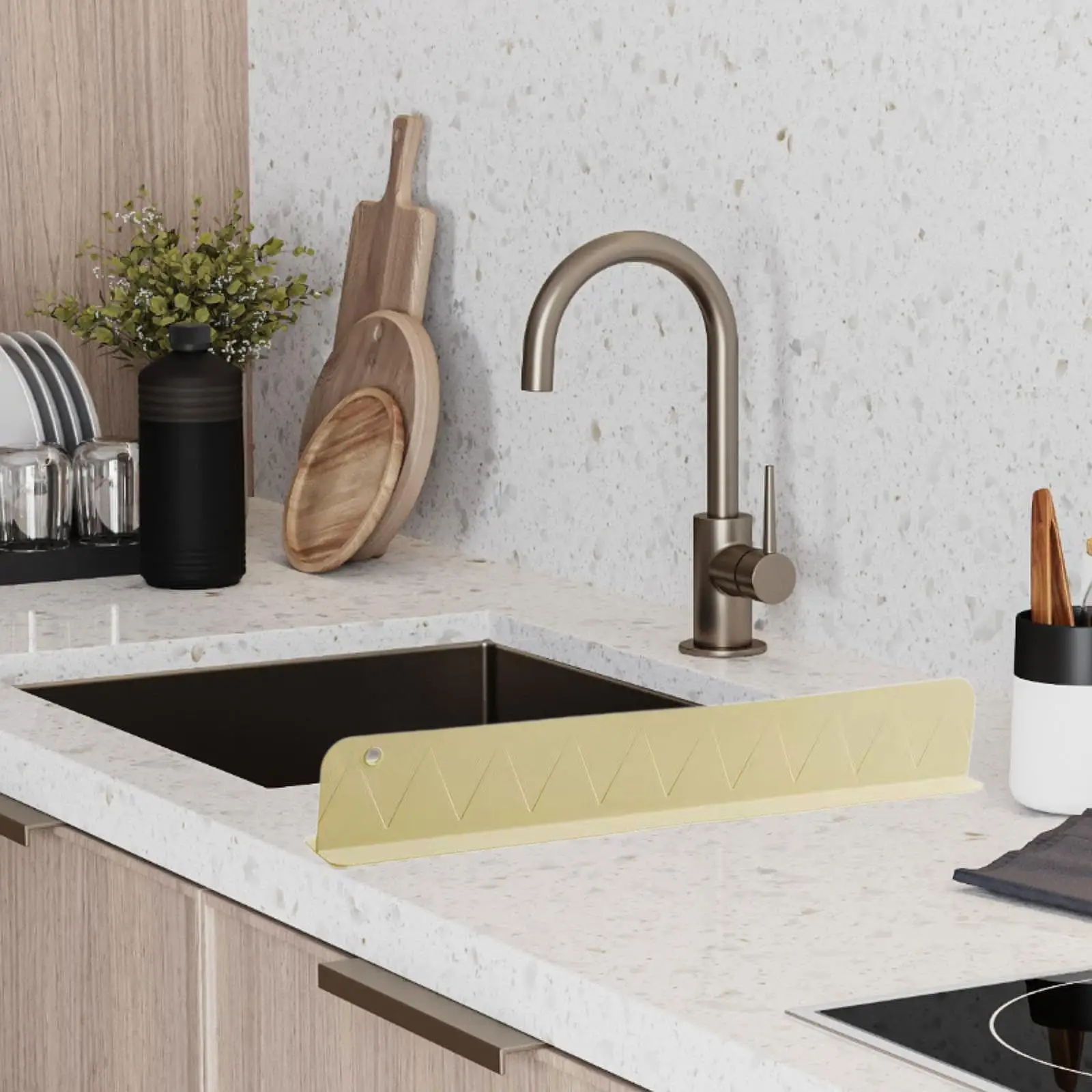 Deflector de agua de silicona premium con protector contra salpicaduras de fregadero de silicona para isla de baño