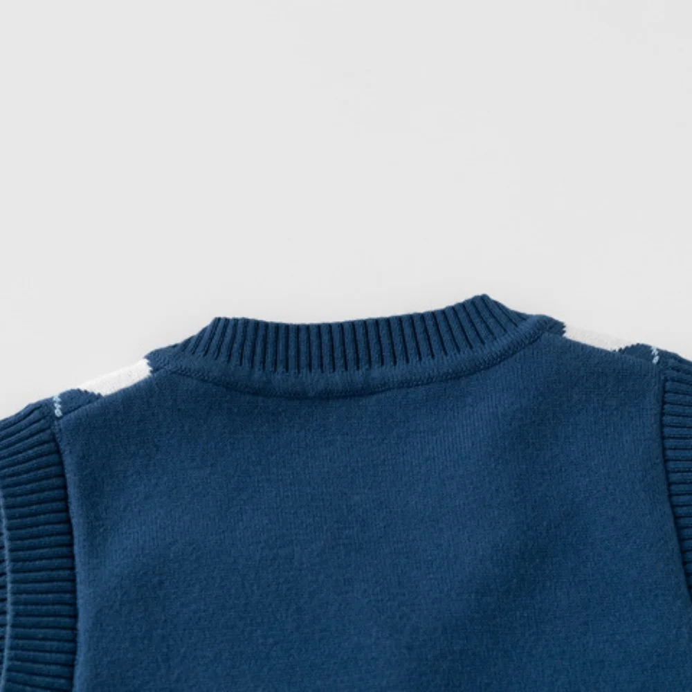 3-7T Karierte Ärmellose Herbst-Frühlings-Pullover für Jungen und Mädchen Kinderkleidung Bestseller Baby-Kostüm – Detail 5