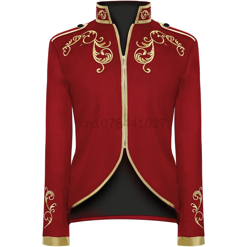 2023 Medieval Cosplay Golden Embroidery King Prince Renaissance Halloween Costumes Jacket Outwear Suit Red Black Blue White