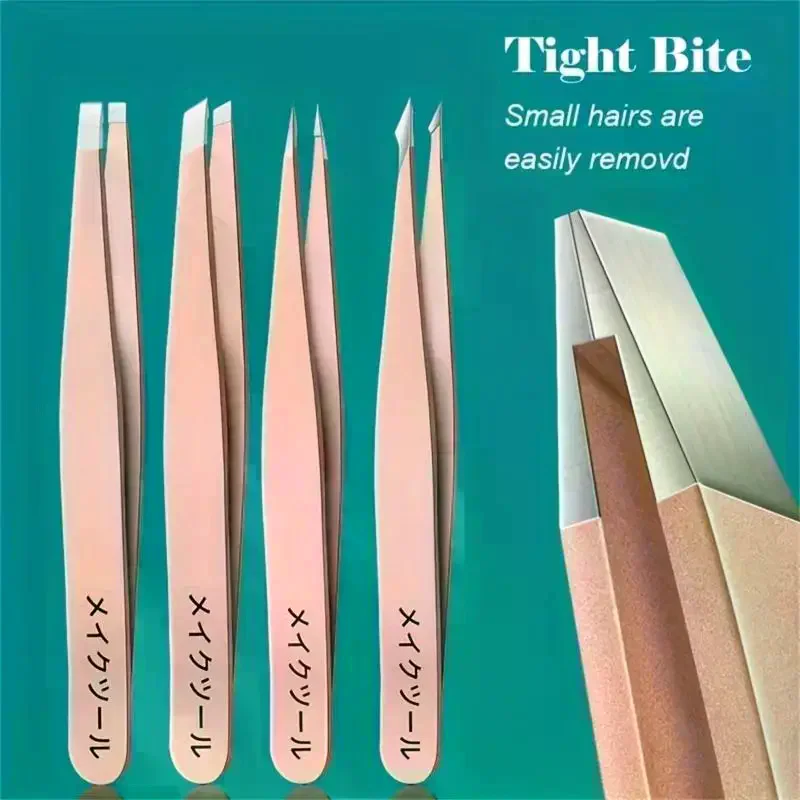 /ACR/High Precision Professional Eyebrow Hair Removal Splinter Tweezers Set For Very Effortless And Relaxed To Remove 4Pcs