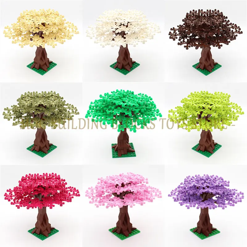 100PCS MOC DIY Garden Plants Small Tree 10 Colors Courtyard DIY Enlighten Bricks Compatible Assembles Particles Building Blocks