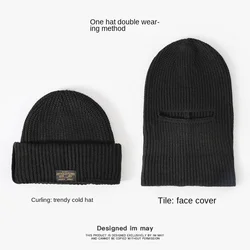 Beanie Balaclavas Vintage Black Warm Wool Hats Men's Headgear Knitted Hat Face Mask Cold Hat Women's Hat Ski Mask Men's Hat