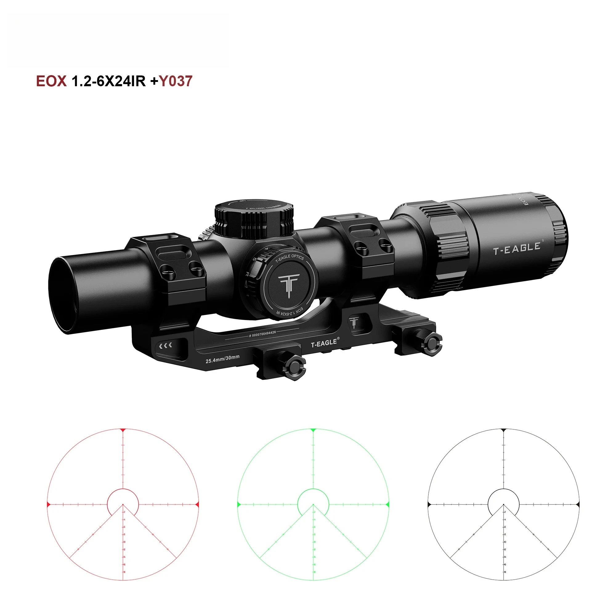 XINYU EOX 1.2-6 X24 IR Black outdoor optical telescope，With illuminated reticle, red dot optical sight ,Shockproof & Waterproof