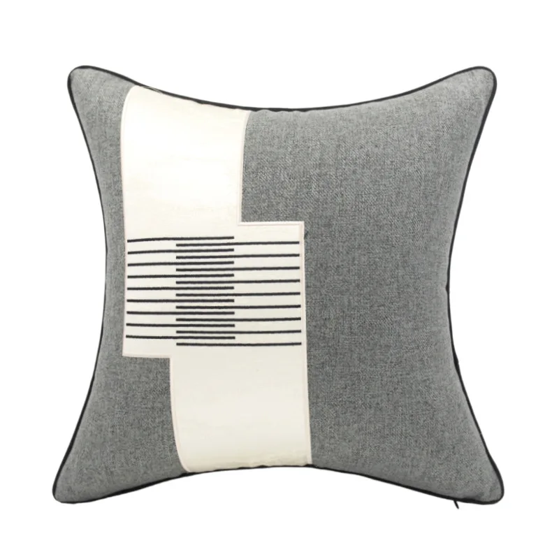 Invisible Zipper Throw Pillow Cases, Striped Pattern Cushion Covers, Decorative Sofa, Grey, Luxury, Home Decor