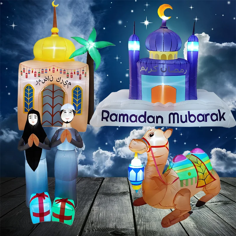 Ramadan Eid Mubarak Muslim/Islamic Decorations Model Built-in LED Lights Inflatable Toys Outdoor Ornaments for Celebrate Fasting