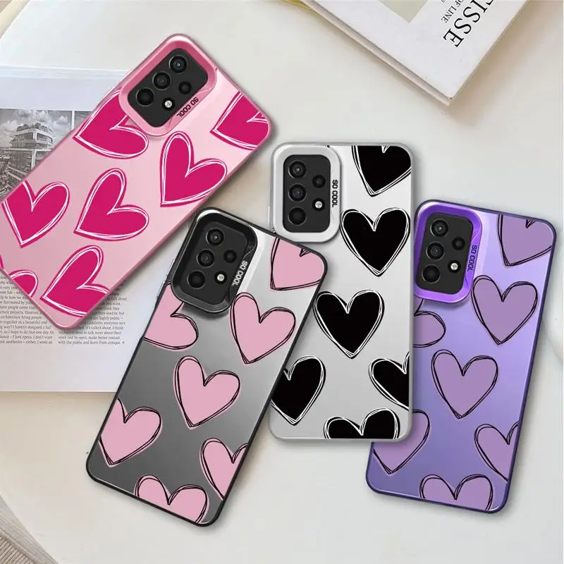 Phone Case For Samsung Galaxy A21s A52s A10 A20 A30 A50 A02 A03 Core A03s A05 A20s A31 A51 A71 5G funda Love Heart Pink