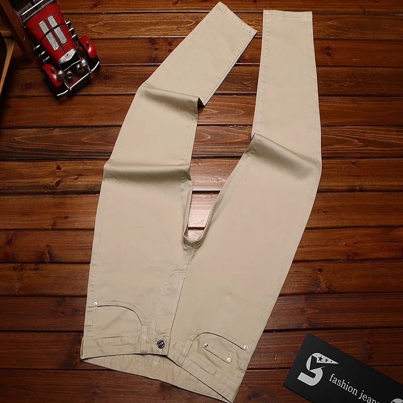 Summer thin jeans for men, light luxury, fashionable, simple, casual, slim fit, small feet, elastic denim pants