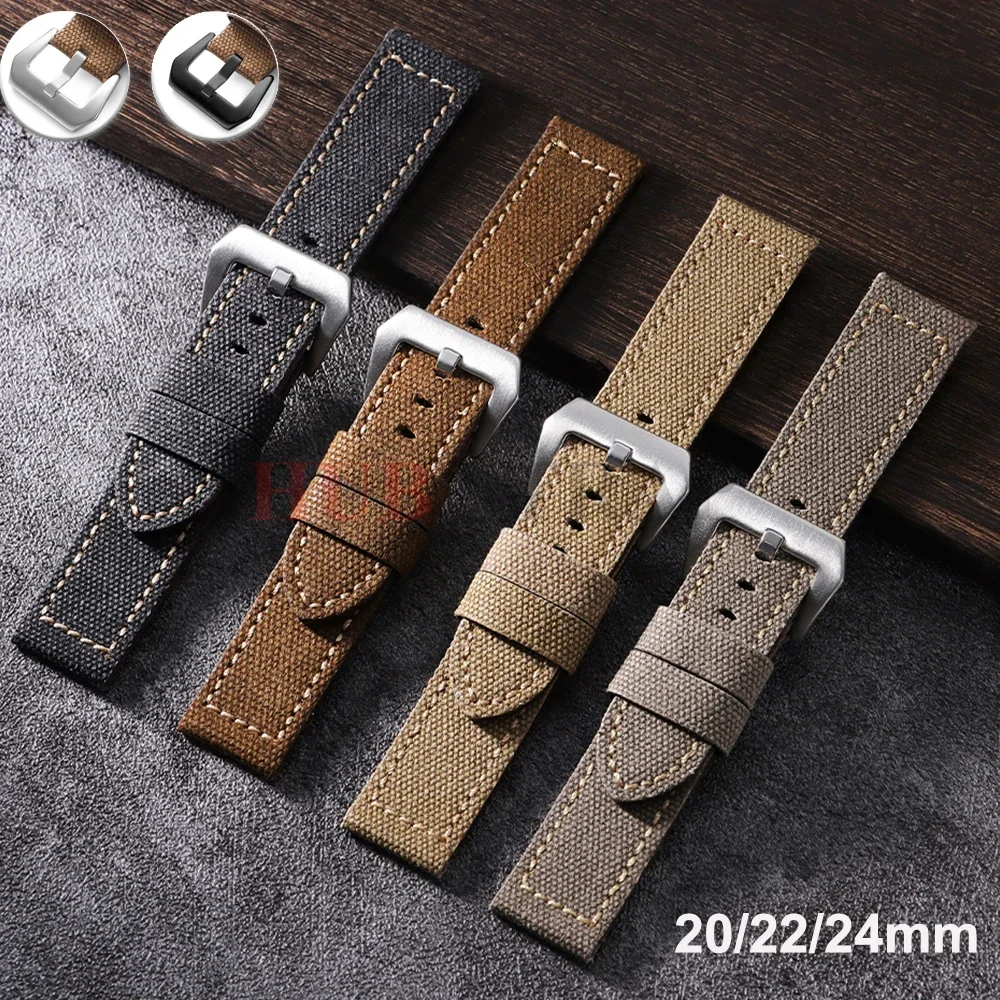 20mm 22mm 24mm Nähte Nylon Uhrenarmbänder Leinwand Weiche Armband Männer Frauen Business Universal Armbänder Vintage Armband gürtel