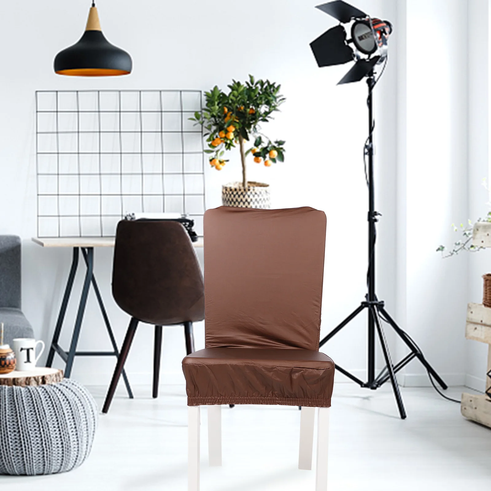 

Waterproof Chair Cover PU Material Easy Clean Dining Seat Slipcovers Decor Polyester Gaming Chair Supplies Accessories