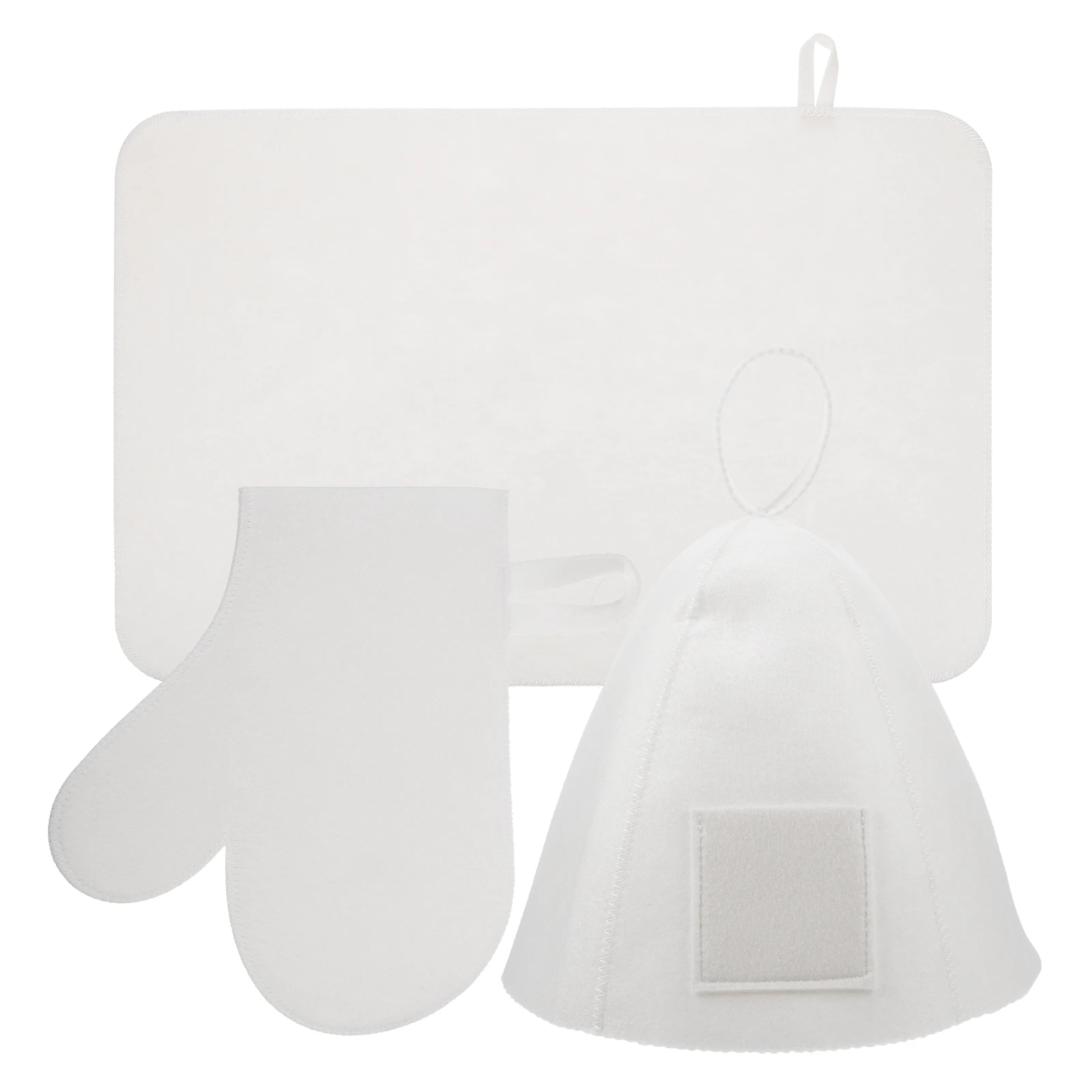 

Sauna Shower Cap Glove Set Home Accessories Mat Felt Hat White Caps Reusable Bath Miss