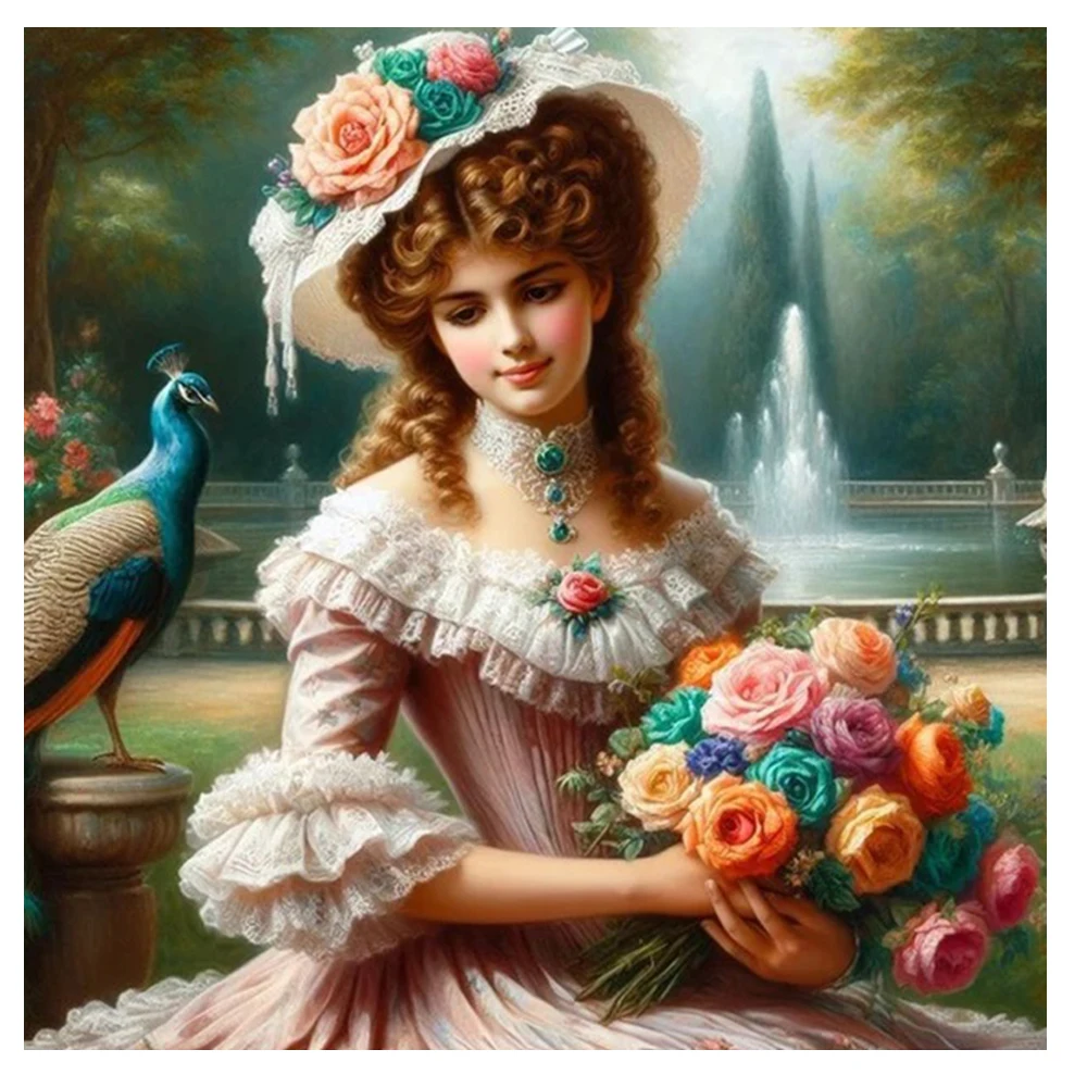 Victorian Lady Beauty Diamond Painting Vintage Princess Castle Rose New Beads ricamo mosaico 5D Kit punto croce diamante pieno