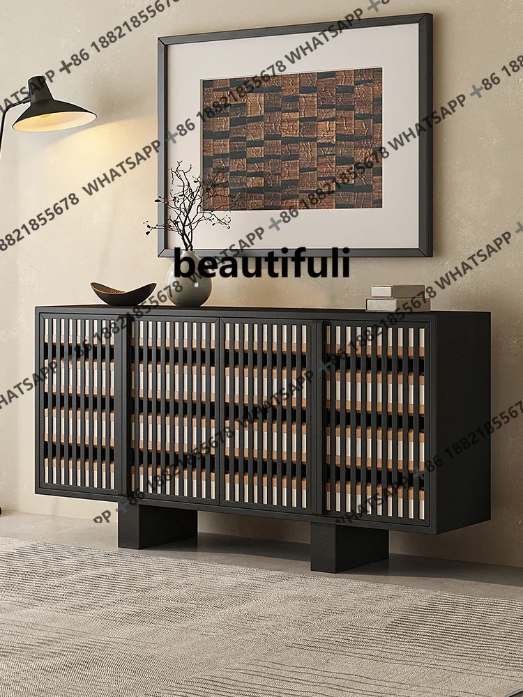 

ZJMedieval solid wood porch cabinet household retro storage cabinet locker villa living room decoration