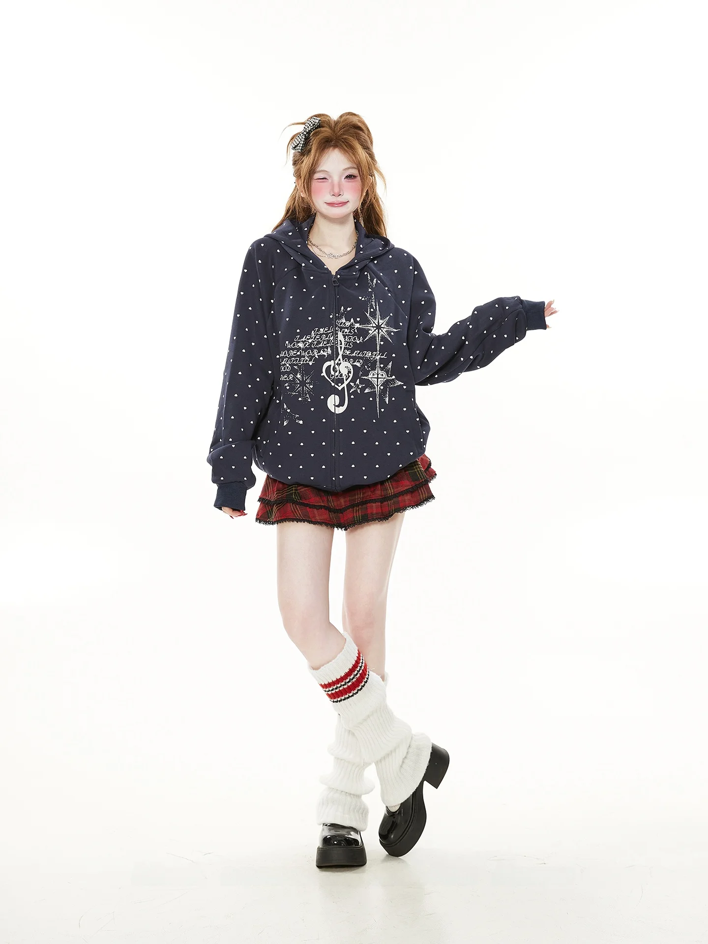 

Американский ретро-кардиган с капюшоном и принтом в горошек, женский, весна-осень, новая повседневная легкая верхняя одежда